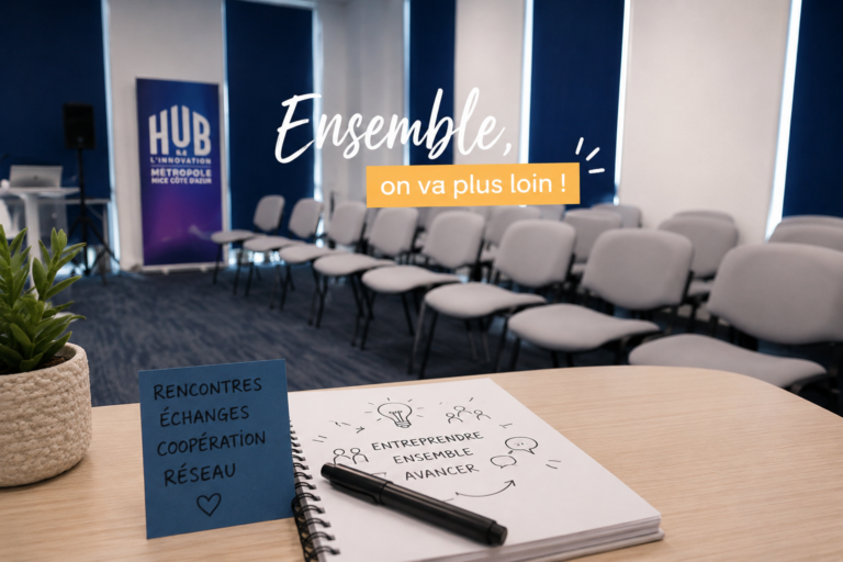 Rencontre d’entrepreneurs organisée par ANDREIA au Hub de l’Innovation de Nice pour faire vivre réseau, échanges et coopération entrepreneuriale.